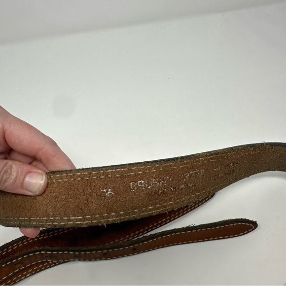 Brushy Creek men's western Brown tooled‎ leather belt size 36 Double Keeper - Picture 3 of 6